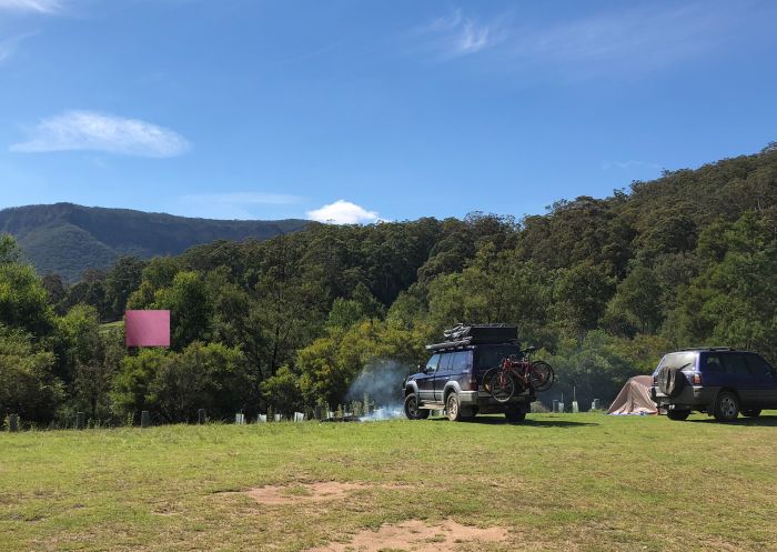 Tents pitched in the park at Dunphys Campground, Blue Mountains National Park
