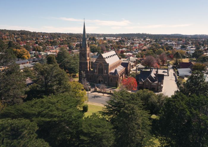 Scenic views of the heritage-listed Saints Mary & Joseph Catholic Cathedral and the city of Armidale