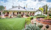 Front of Corynnia Station Homestead at in Hillston in Riverina, Country NSW