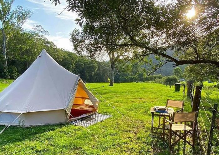 Scenic view of glamping tent at Glenworth Valley Campground, Glenworth Valley