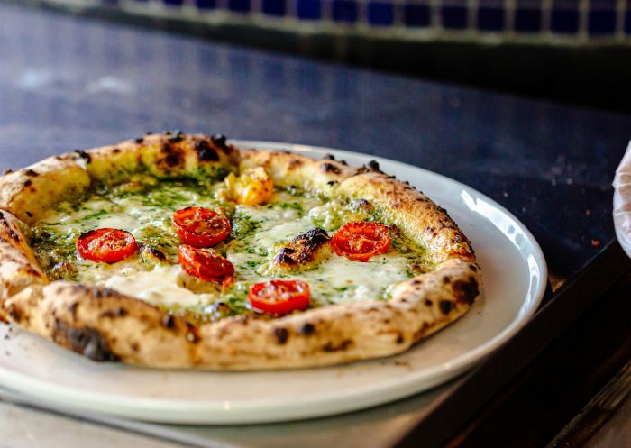 Wood fired pizza at Lagune Artisan Pizza Co, Wamberal