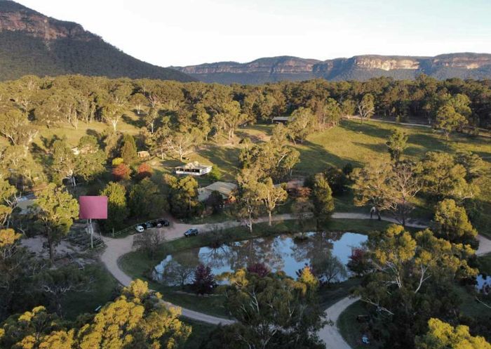 Aerial view of Megalong Valley Farm, Megalong Valley