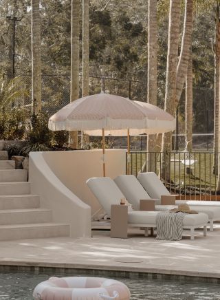 Private pool with umbrella at The Ambers, Port Stephens