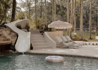 Private pool with umbrella at The Ambers, Port Stephens